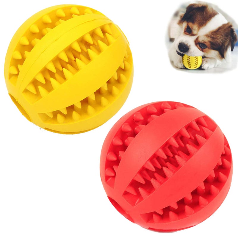 Sunglow 2 Pack Dog Toy Ballï¼ŒNontoxic Bite Resistant Teething Toys Balls for Small/Medium/Large Dog and Puppy Cat, Dog Pet Food Treat Feeder Chew Tooth Cleaning Ball Exercise Game IQ Training Ball - Image 1